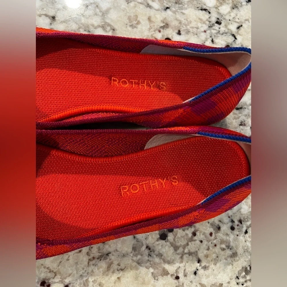Rothy's Women's Flats Size 9 Pomegranate Gingham | Like New - Picture 7 of 8